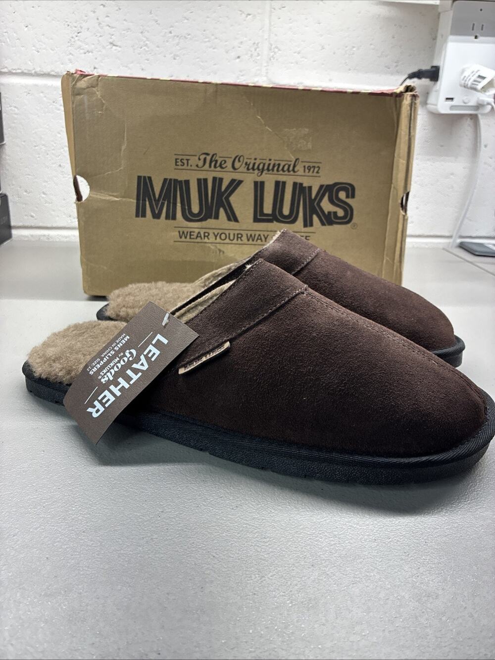 MUK LUKS Men's Abbott Suede Indoor Outdoor Slippers Size 12 Men’s New With Box